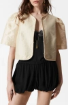 & Other Stories Chada Speed Puff Sleeve Crop Top In Gray