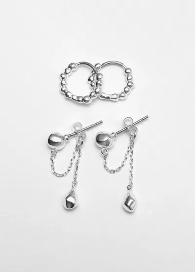 & Other Stories Chain Earrings Set In Silver