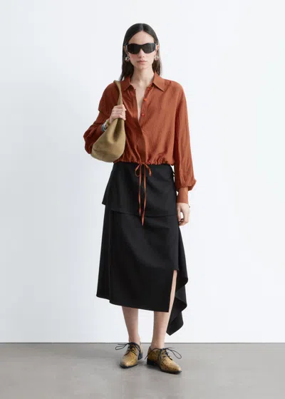 & Other Stories Checked Drawstring Shirt In Brown