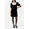 & Other Stories Collar Velvet Minidress In Black Dark