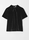 & Other Stories Collared Velvet Blouse In Black