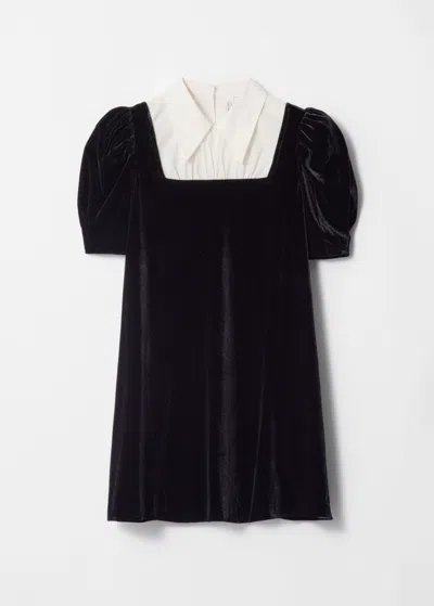 & Other Stories Collared Velvet Mini Dress In Black