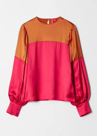& Other Stories Colour-block Satin Blouse In Multi