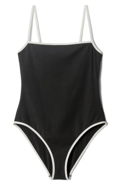 & Other Stories Contrast Trim One-piece Swimsuit In Black