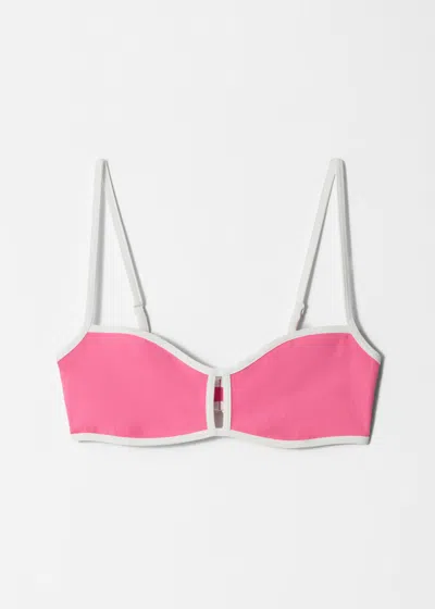 & Other Stories Contrast-trim Bikini Top In Pink