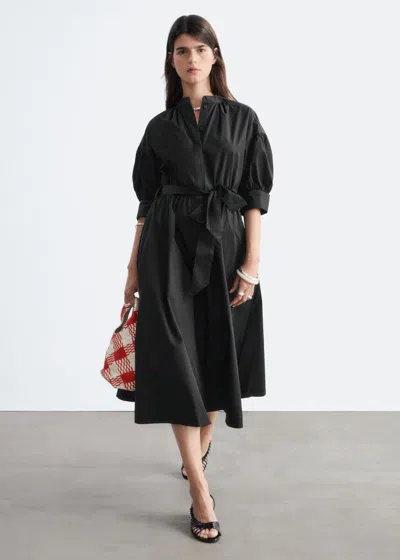 & Other Stories Cotton Maxi Dress In Black