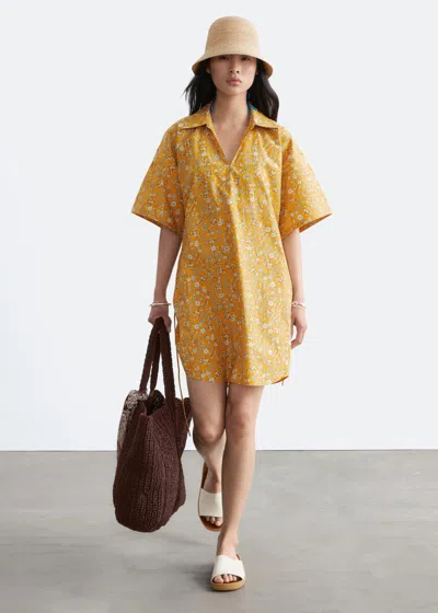 & Other Stories Cotton Mini Dress In Yellow