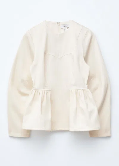 & Other Stories Long Sleeve Peplum Top In White