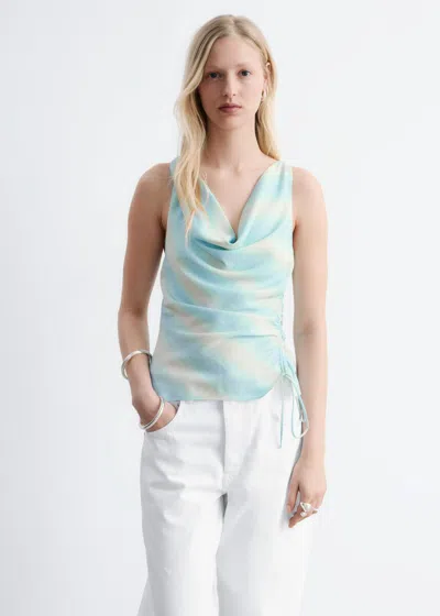 & Other Stories Cowl-neck Drawstring Top In Blue