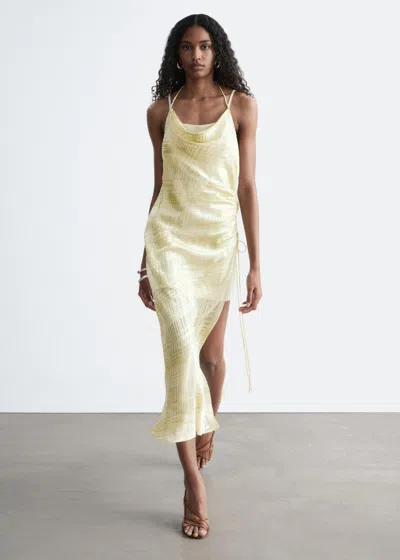 & Other Stories Cowl-neck Jacquard Midi Dress In Yellow