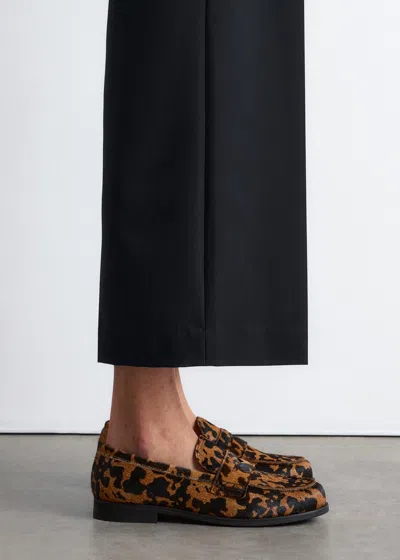 & Other Stories Premium Hairy Leather Loafers With Cow Hair In Animal Print