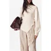 & Other Stories Creased Straight Leg Wool Blend Pants In Beige Medium Dusty