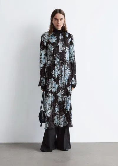 & Other Stories Crêpe Midi Shirt Dress In Black