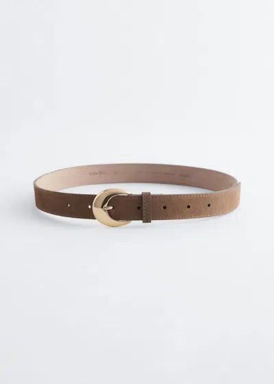 & Other Stories Crescent-buckle Leather Belt In Brown
