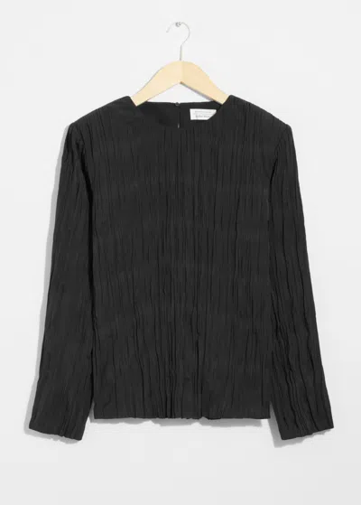 & Other Stories Crinkled Top In Black