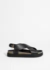 & Other Stories Criss-cross Leather Sandals In Black