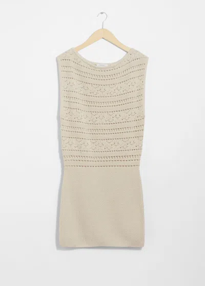 & Other Stories Crocheted Mini Dress In White