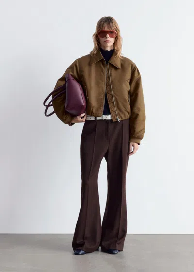 & Other Stories Cropped Bomber Jacket In Brown
