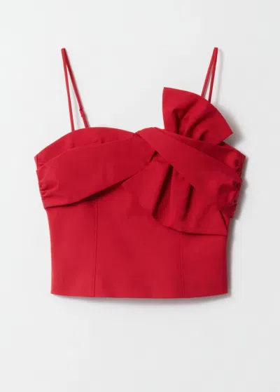 & Other Stories Cropped Bow Top In Red