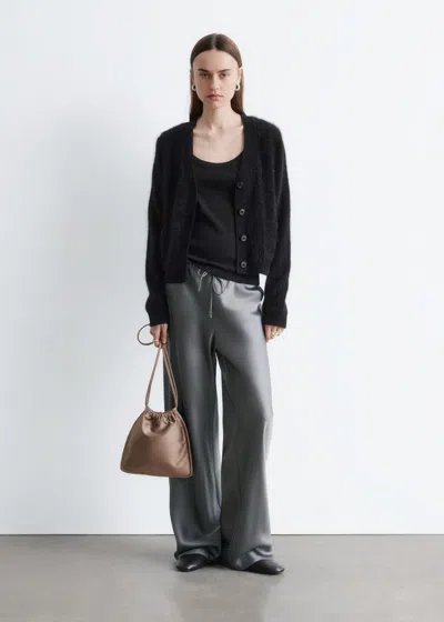 & Other Stories Cropped Cashmere Cardigan In Black