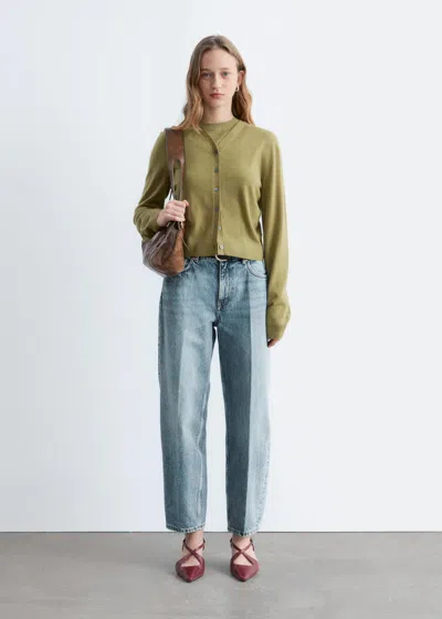 & Other Stories Cropped Cashmere Cardigan In Gray