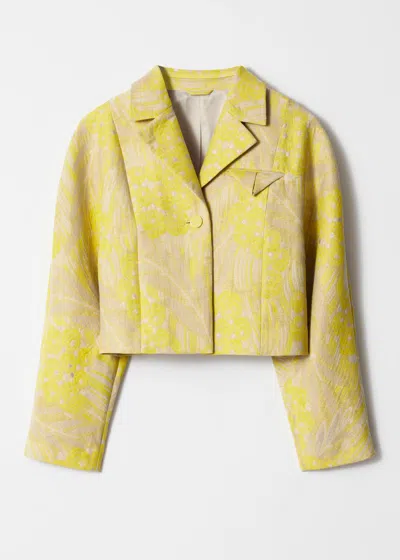 & Other Stories Cropped Jacquard Jacket In Yellow