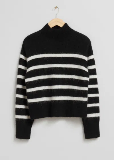 & Other Stories Cropped Mock Neck Knit Sweater In Black