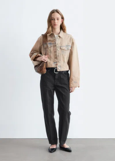 & Other Stories Cropped Overdye Denim Jacket In Neutral