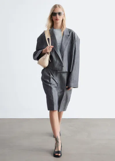 & Other Stories Cropped Oversized Blazer In Gray