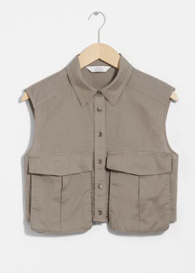 & Other Stories Cropped Patch-pocket Top In Rust