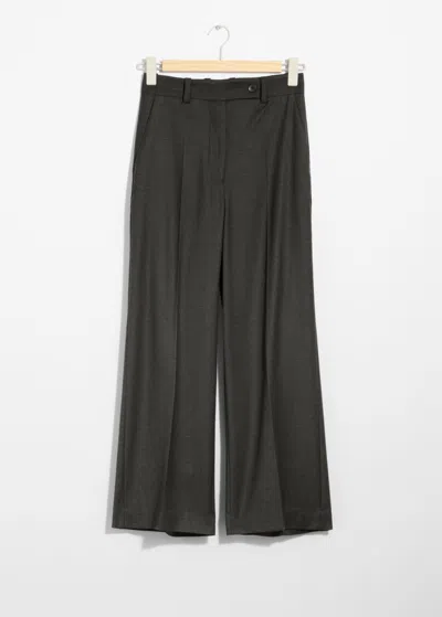 & Other Stories Cropped Tailored Trousers In Grey