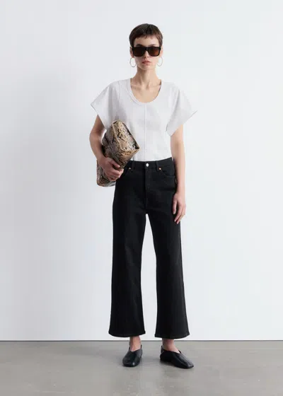 & Other Stories Cropped Wide-leg Jeans In Black