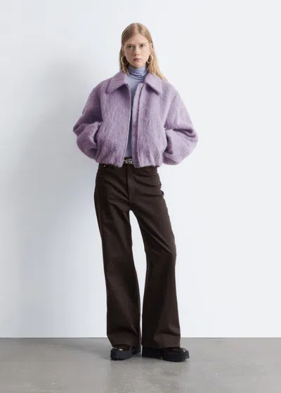 & Other Stories Hairy Wool And Mohair Mix Bomber Jacket In Purple