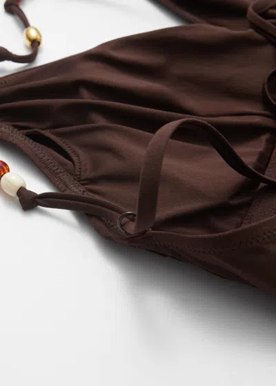 & Other Stories Cross-back V-neck Swimsuit In Brown
