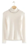 & Other Stories Crystal Embellished Neck Wool Blend Sweater In Neutral