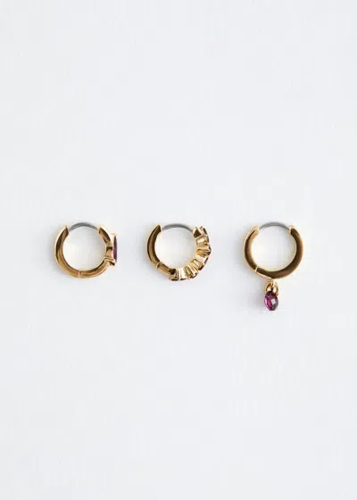 & Other Stories Crystal Hoop Earrings Set In Gold