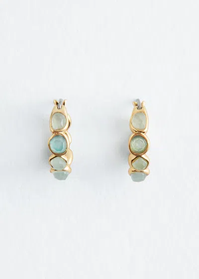 & Other Stories Crystal Mini Hoop Earrings In Blue