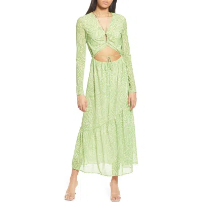 & Other Stories Cutout Long Sleeve Midi Dress In Green