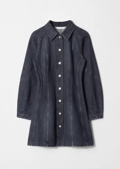 & Other Stories Denim Shirt Mini Dress In Black