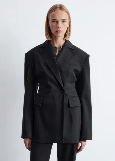 & Other Stories Double-breasted Wool Blazer In Black