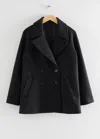 & Other Stories Double-breasted Wool Pea Coat In Black