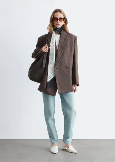 & Other Stories Double-breasted Wool Blazer In Brown