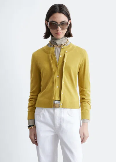 & Other Stories Double-layer Merino Wool Cardigan In Yellow