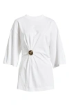 & Other Stories Oversized Jersey Top Asymmetric Gold Clasp Detail In White Light