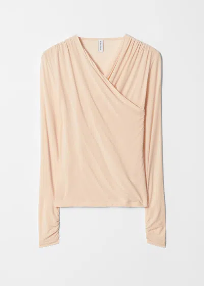 & Other Stories Draped Crossover Top In Beige