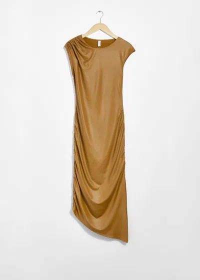 & Other Stories Draped Midi Dress In Yellow