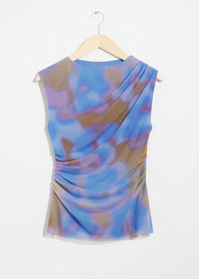 & Other Stories Draped Printed Top In Yellow