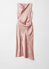 & Other Stories Draped Satin Midi Dress In Orange