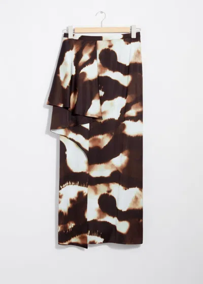 & Other Stories Draped Satin Midi Skirt In Brown