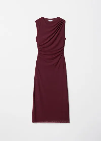 & Other Stories Draped Sleeveless Midi Dress In Red